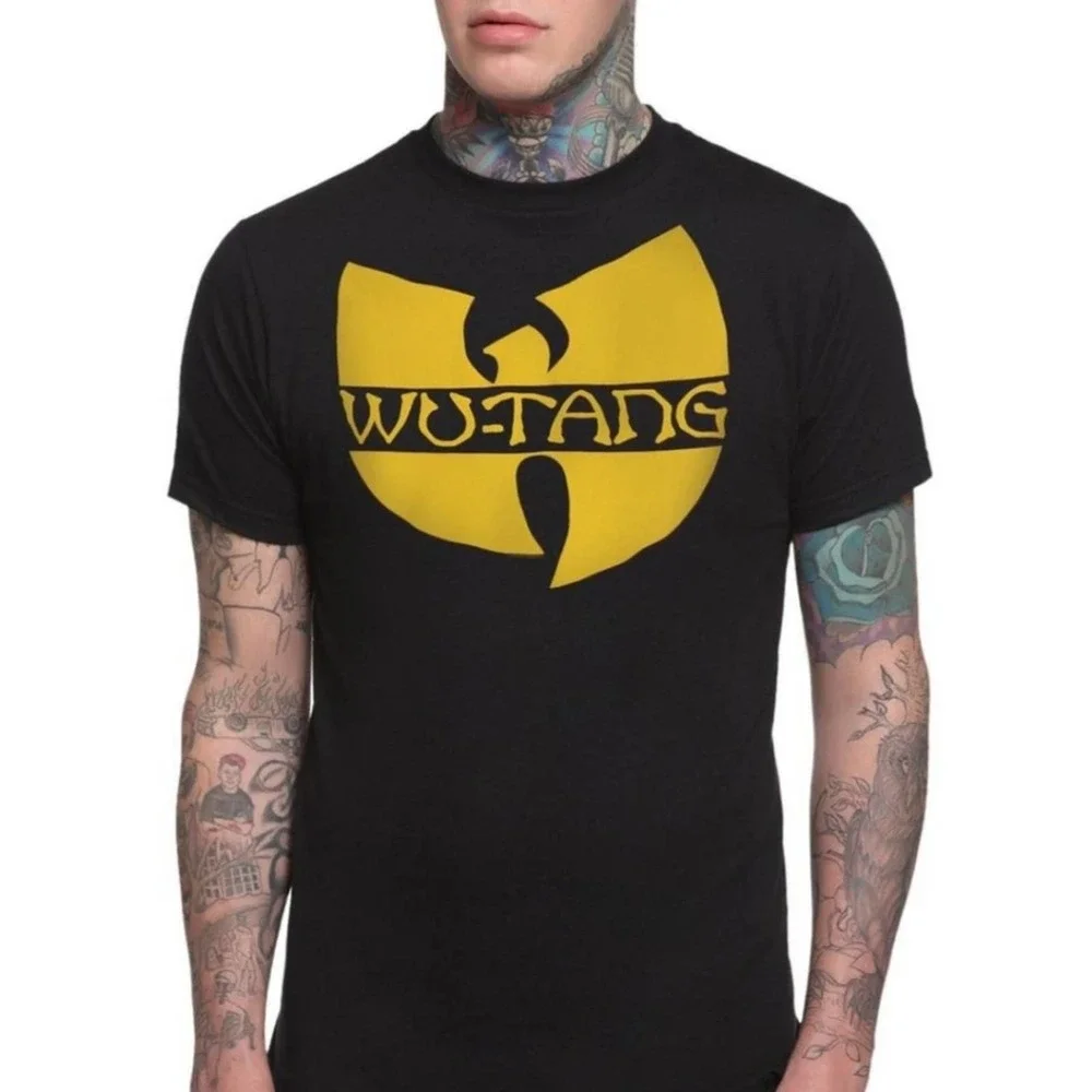 NEW Wu Tang Graphic Logo Black Yellow Crewneck Band T-Shirt Top - Picture 1 of 8